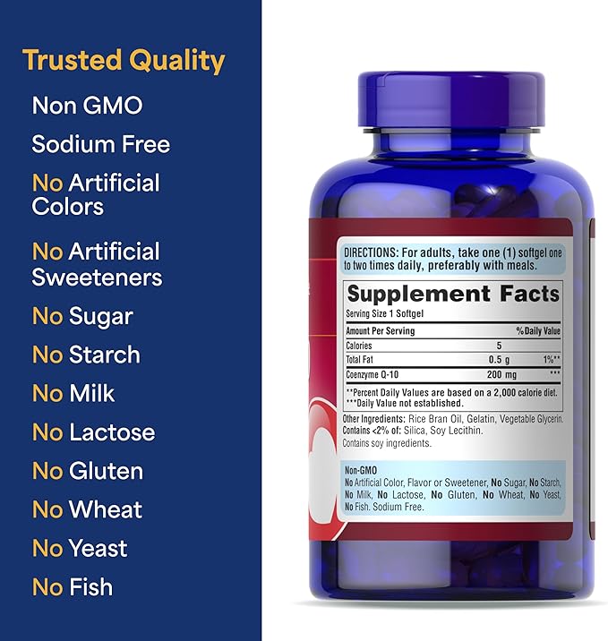Puritan's Pride CoQ10 200mg, Supports Heart Health, 240 Rapid Release Softgels