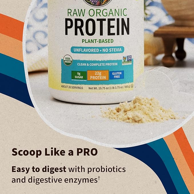 Organic Vegan Unflavored Protein Powder 22g Complete 1.2 LB