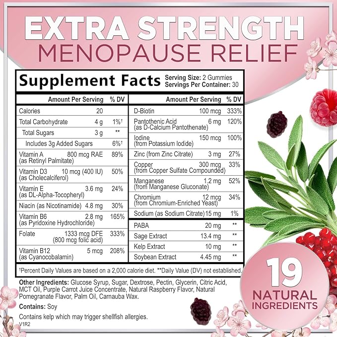 Menopause Support Supplement for Women 60 Gummies