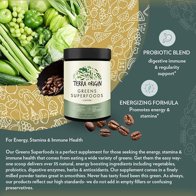 TERRA ORIGIN Superfoods Greens Immune Defense 30 Servings