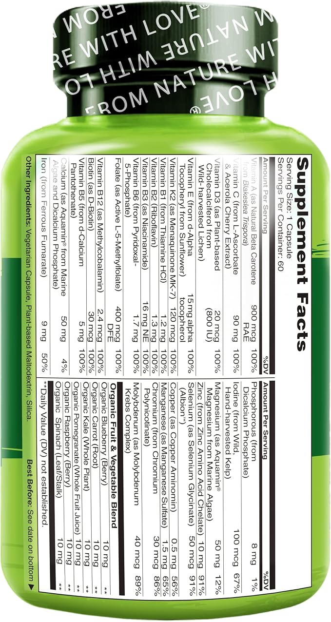 NATURELO One Daily Multivitamin for Women 60 Capsules 2 Month