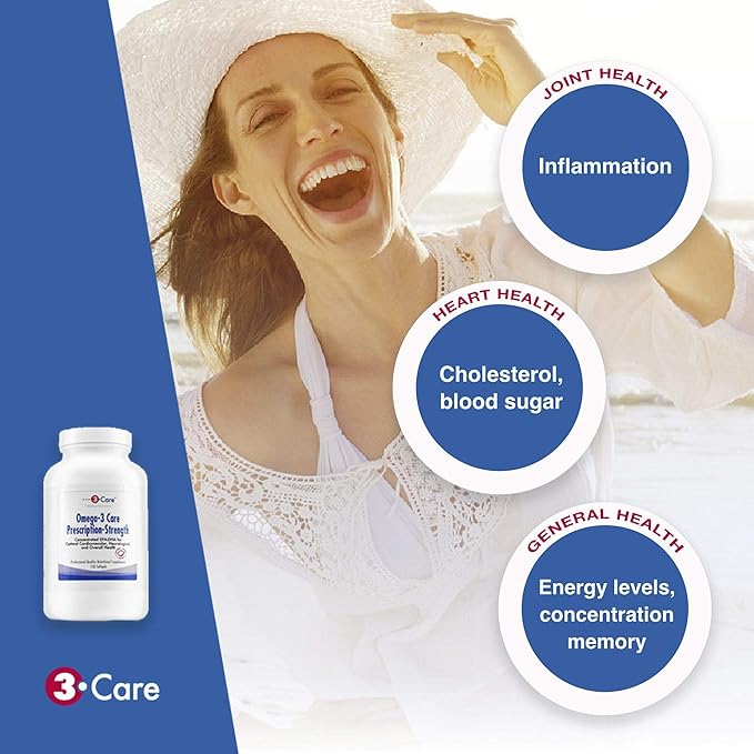 3Care® Prescription Strength Fish Oil 3,600mg 1840mg + DHA1520mg + 240 Omega 3 Fatty Omega-3 Supplement 150-count Softgels