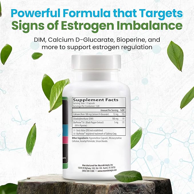 DIM Pro for Optimal Estrogen Metabolism Support – Promotes Balanced Estrogen Levels for Men & Women – Contains DIM, Calcium D-Glucarate, Bioperine for Hormone Balance & Nutrient Absorption Support