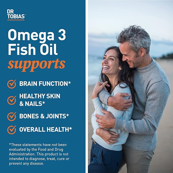Dr. Tobias Omega 3 Fish Oil, 2000mg Triple 3 Supplement 800mg EPA 600mg DHA 3 Supplements 180 Softgels, 90 Servings