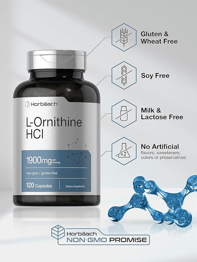 Horbäach L Ornithine HCl 1900mg | 120 Capsules