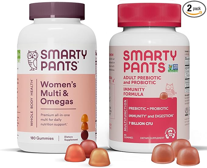 SmartyPants Women's Multivitamin and Probiotic Immunity 3 Fish CoQ10, Vitamin D3, C, (30 Day