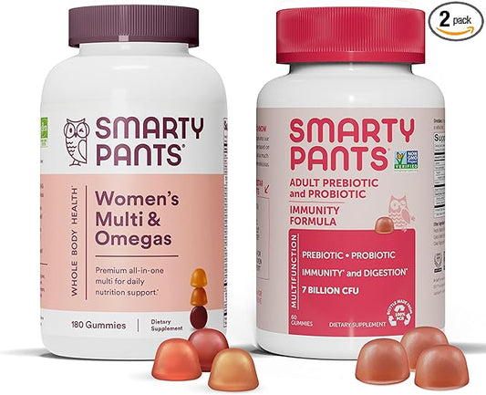 SmartyPants Women's Multivitamin and Probiotic Immunity 3 Fish CoQ10, Vitamin D3, C, (30 Day