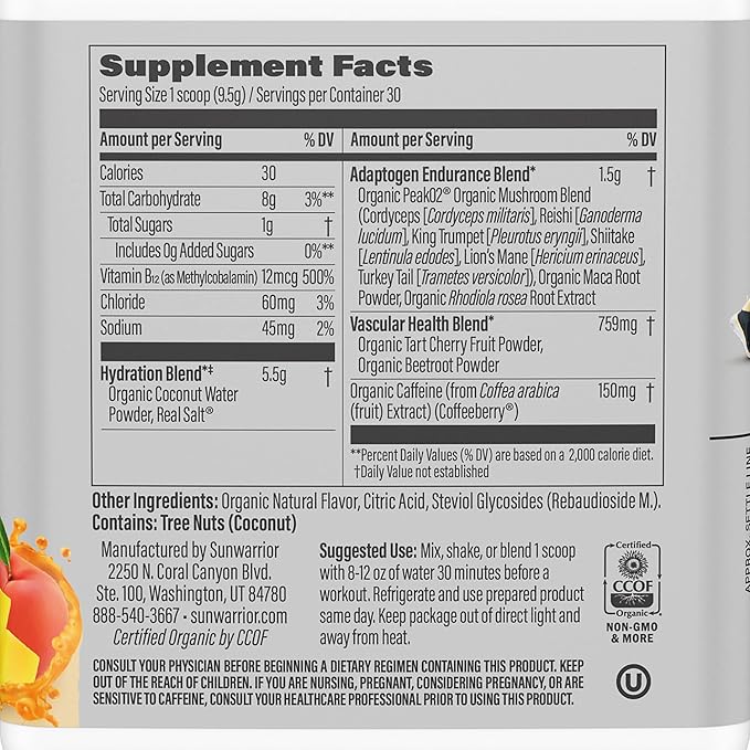 Sunwarrior Plant-based Preworkout Powder Hydration Blend 30 Servings