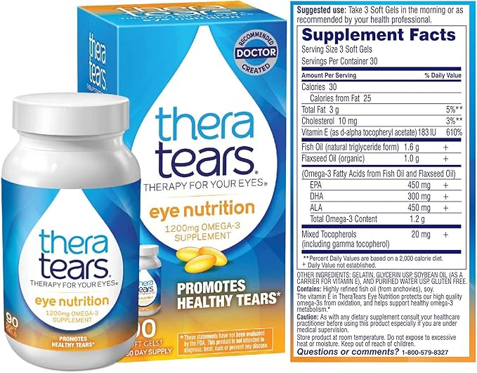 TheraTears 1200mg Omega 3 Supplement 90 Count 30 mL, 1 Fl 1) Value