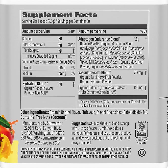 Sunwarrior Plant-based Preworkout Powder Hydration Blend 30 Servings