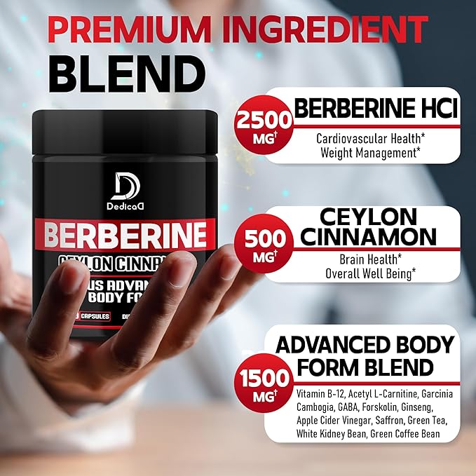 13in1 Berberine Supplement 4500mg for B12, Acetyl 60 Capsules 2 Months