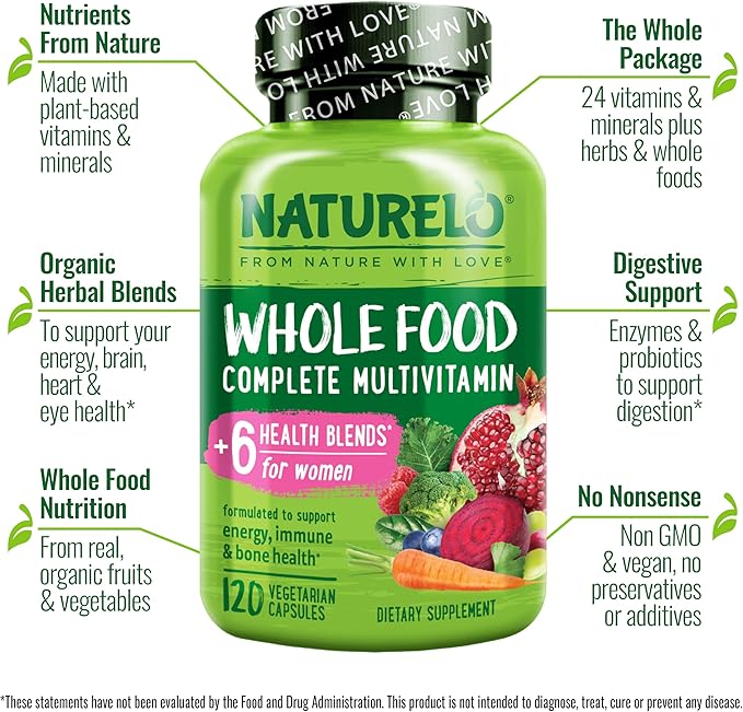 NATURELO Whole Food Multivitamin for Women 120 Capsules