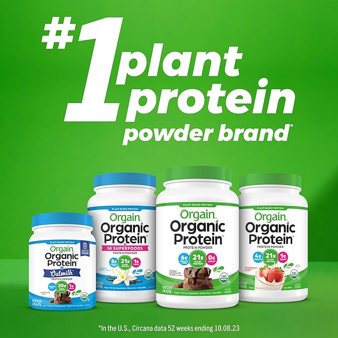 Orgain Organic Vegan Protein Powder, Peppermint 21g of 5g Prebiotic 1.02 lb