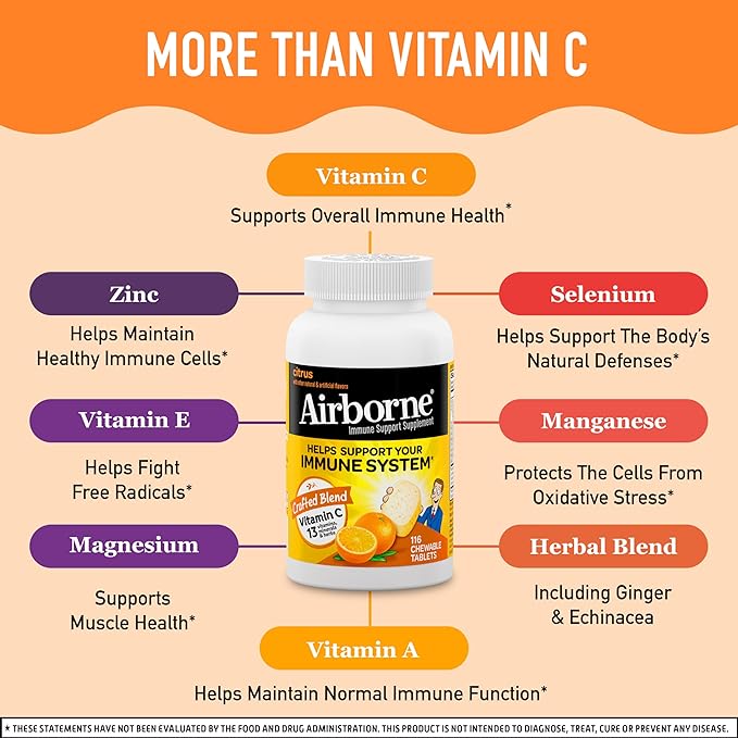 Airborne 1000mg Vitamin C Chewable Tablets (116 count