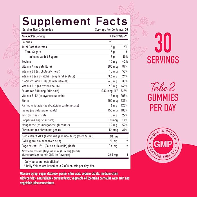 Menopause Support Gummies D3, PABA, 60ct.