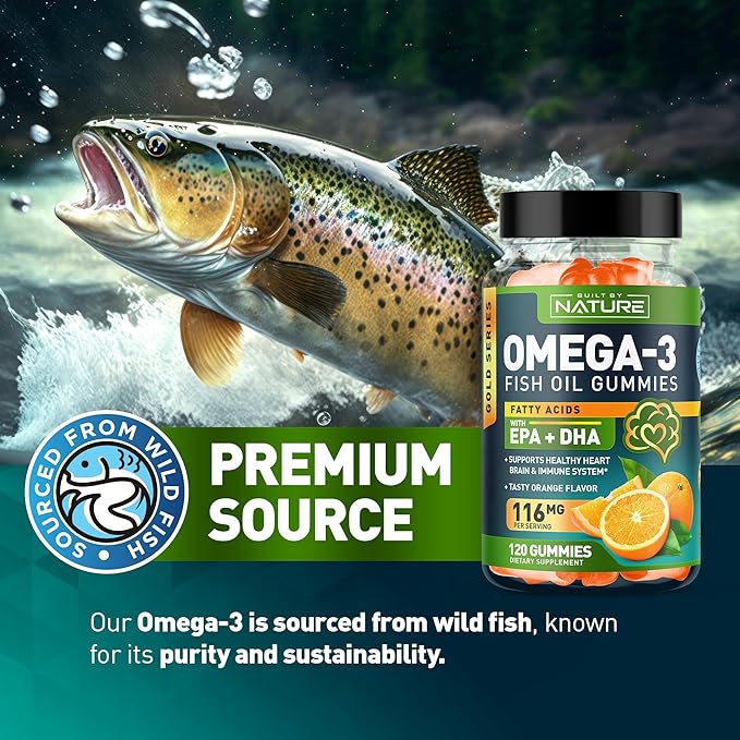 Omega 3 Fish Oil Gummies 3 Fish 120 Gummies, 60 Day