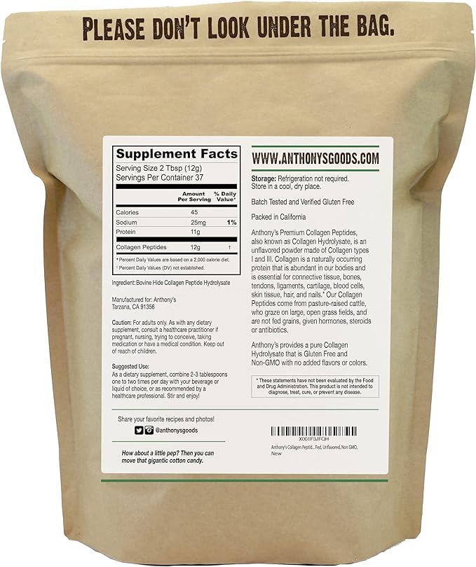 Anthony's Collagen Peptide Powder, 1 lb,