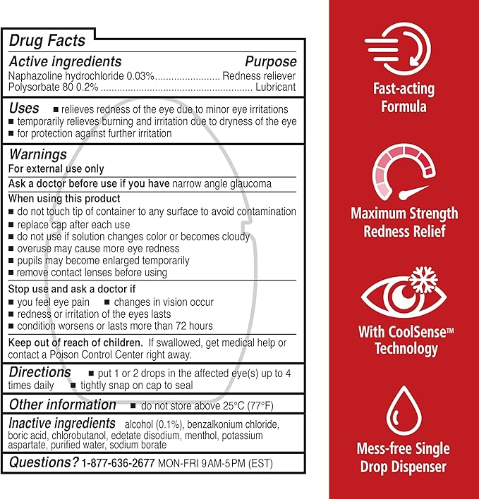 Rohto Maximum Strength Eye Drops, Redness 1