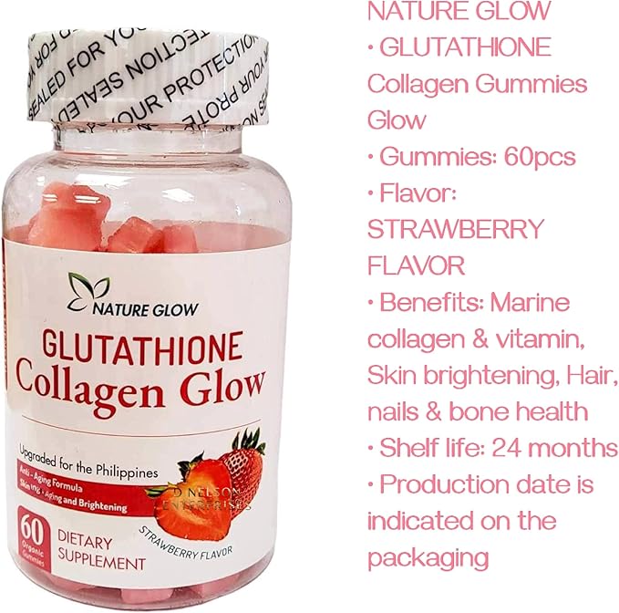 Nature Glow Glutathione Collagen Glow Strawberry 60 Organic