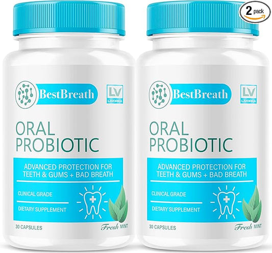 2 Pack - Best Breath - Best Breath Oral Probiotic, Best Breath Probiotic, Best Breath Pills, BestBreath, Best Breathe 60 Capsules For 2 Months, Best Breath Oral Probiotics For Mounth Bad Breath.