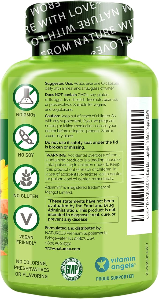 NATURELO One Daily Multivitamin for Women 240 Capsules 8 Month