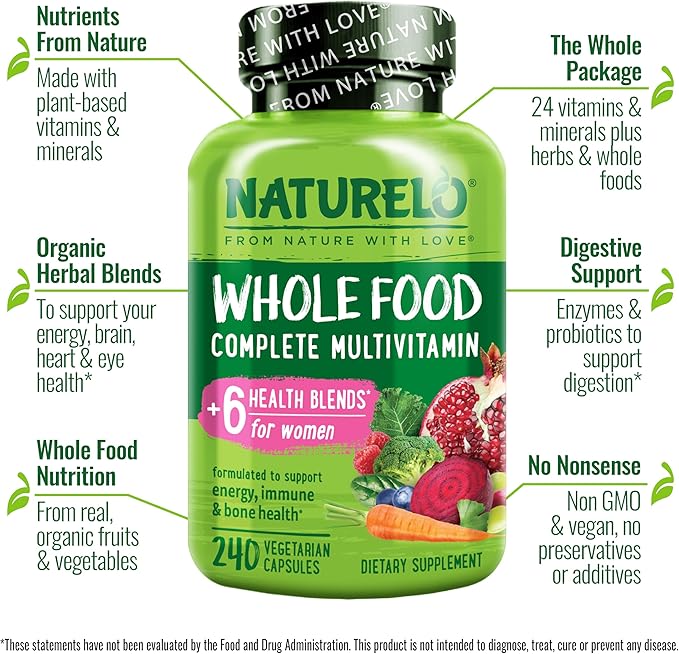 NATURELO Whole Food Multivitamin for Women 240 Vegan