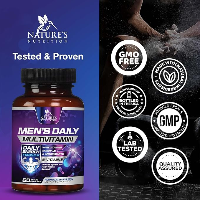 Premium Multivitamin for Men B12, Zinc, 60 Multivitamin
