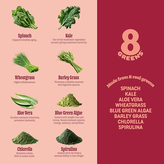 8Greens Supergreens Gummies | Super Greens Powder Superfood Gummy for Metabolism, Immunity & Focus, Digestive Health Enzymes, Organic: Chlorella, Spirulina, Aloe Vera, Peach Flavor, 150 Count