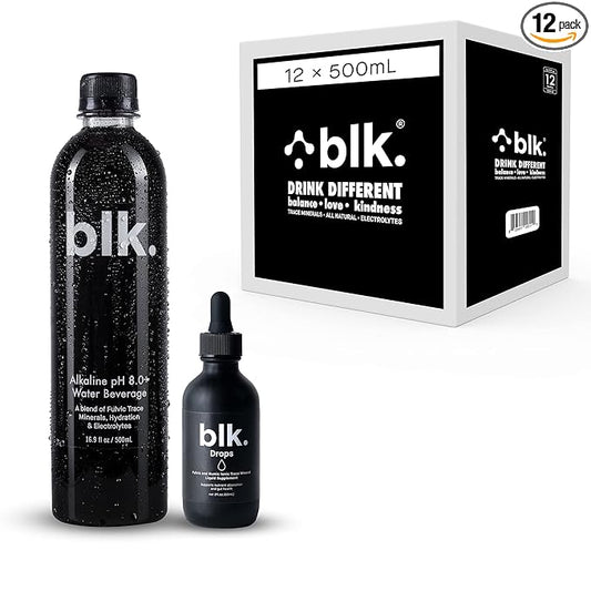 12ct Natural Mineral Alkaline Water 16.9oz and 1ct Concentrated blk. Drops and Bioavailable Fulvic & Humic Acid Over 77 Trace Minerals Helps Repair & Restore Cells in Your Body