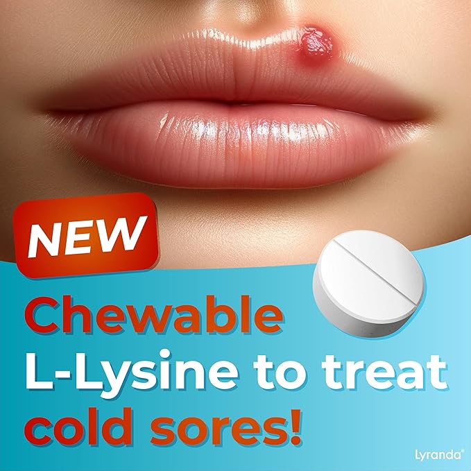 1000 mg chewable L-Lysine Tablets to Treat Cold sores - Faster Absorption and Better Hygiene
