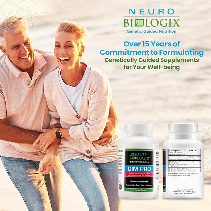 DIM Pro for Optimal Estrogen Metabolism Support – Promotes Balanced Estrogen Levels for Men & Women – Contains DIM, Calcium D-Glucarate, Bioperine for Hormone Balance & Nutrient Absorption Support