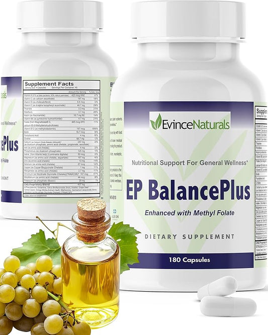 EP BalancePlus Multivitamin for Adults - Multivitamin for Men & Women with Vitamins and Minerals - Methyl Folate & Amino Acids for Nutritional Support - General Wellness Supplement, 180 Capsules