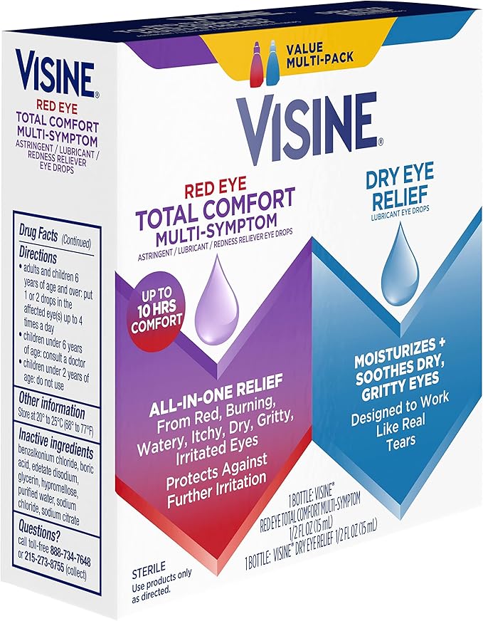 Visine Red Eye Total Comfort Multi-Symptom 2 Items