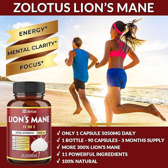 11 in 1 Lions Mane Mushroom 5050mg, 3 3 Month