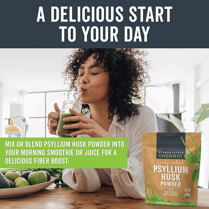 Viva Naturals Organic Psyllium Husk Powder, 10 oz