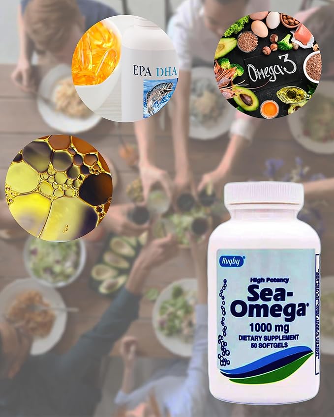 High Potency Rugby 1000mg Natural Deep Omega-3 Fatty 300mg,DHA 200mg)for 200mg)for Brain Health,150 Rapid 1