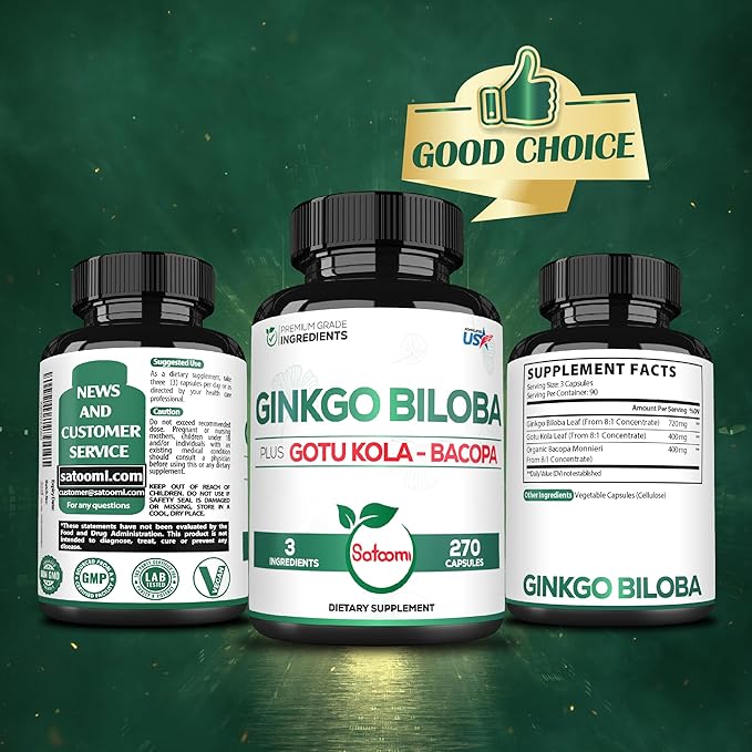 1520mg Ginkgo Biloba Supplements with Gotu 270 Capsules 3 Month
