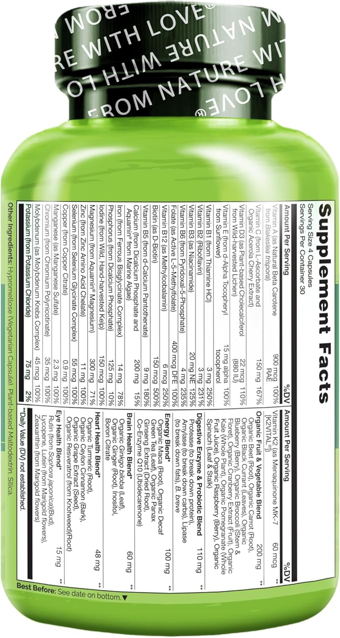 NATURELO Whole Food Multivitamin for Women 120 Capsules
