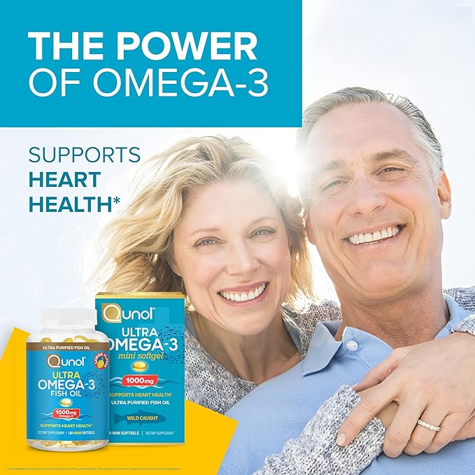 Qunol Fish Oil Omega 3 Mini 1000mg Omega 3 EPA 3 Month 180 Count