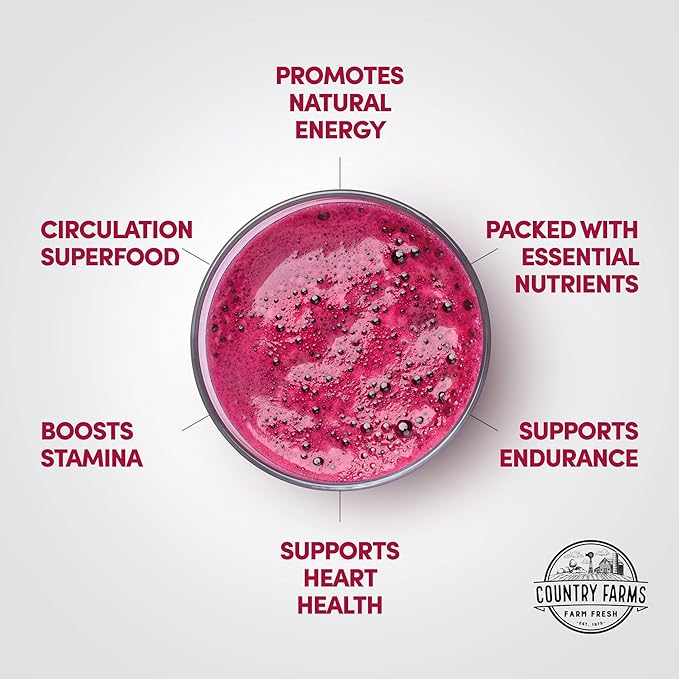 COUNTRY FARMS Bountiful Beets, Wholefood Beet Extract Superfood, Helps Support Healthy Circulation and Promote Energy, Nitric Oxide Boost, Cherry Flavor, 30 Servings