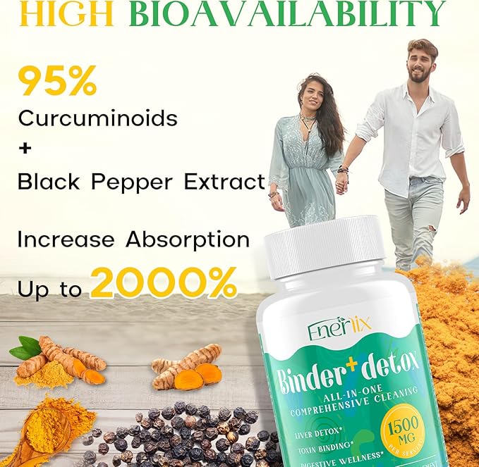 15-in-1 Detox Binder, Activated Charcoal, Zeolite & Bentonite Clay, Chlorella, 1500 MG Supplement Maximum Absorbent, Liver Gut Digestive Toxin Detox Cleanse, 360 Vegan Capsules