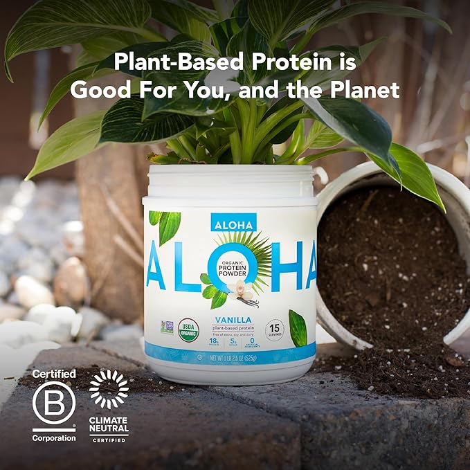 ALOHA Organic Plant Based Protein Powder, 19.6 oz, 15 Servings
