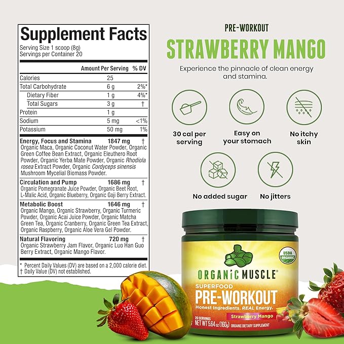 Organic Muscle Clean Pre Workout Powder