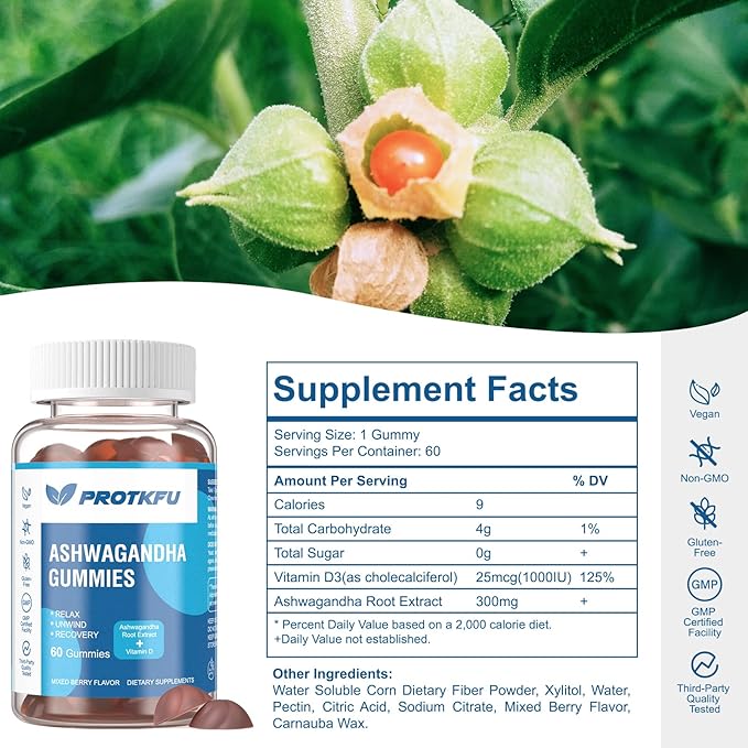 2 Pack Ashwagandha Gummies & Vitamin