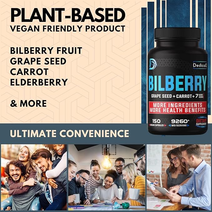 20:1 Bilberry Extract Capsules 9260mg Per 5 Month 10in1 Plus 150 Counts