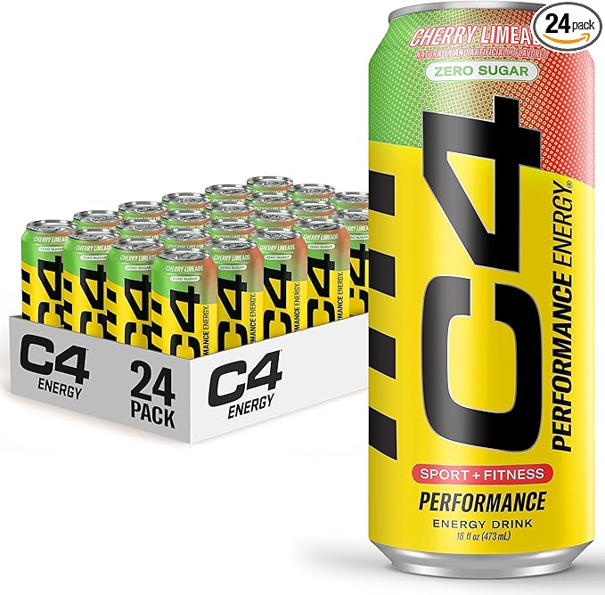 C4 Original Sugar Free Energy Drink 16oz (Pack of 24) | Cherry Limeade | Pre Workout Performance Drink with No Artificial Colors or Dyes