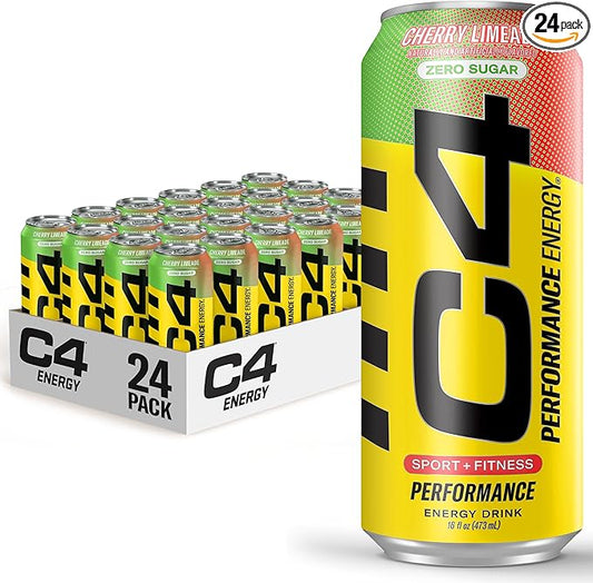 C4 Original Sugar Free Energy Drink 16oz (Pack of 24) | Cherry Limeade | Pre Workout Performance Drink with No Artificial Colors or Dyes