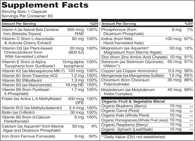 NATURELO One Daily Multivitamin for Women 60 Capsules 2 Month