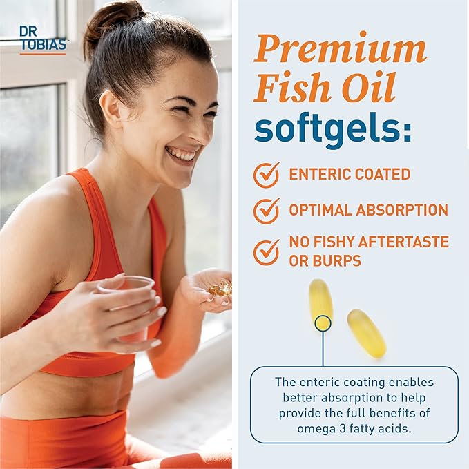 Dr. Tobias Omega 3 Fish Oil, 2000mg Triple 3 Supplement 800mg EPA 600mg DHA 3 Supplements 180 Softgels, 90 Servings