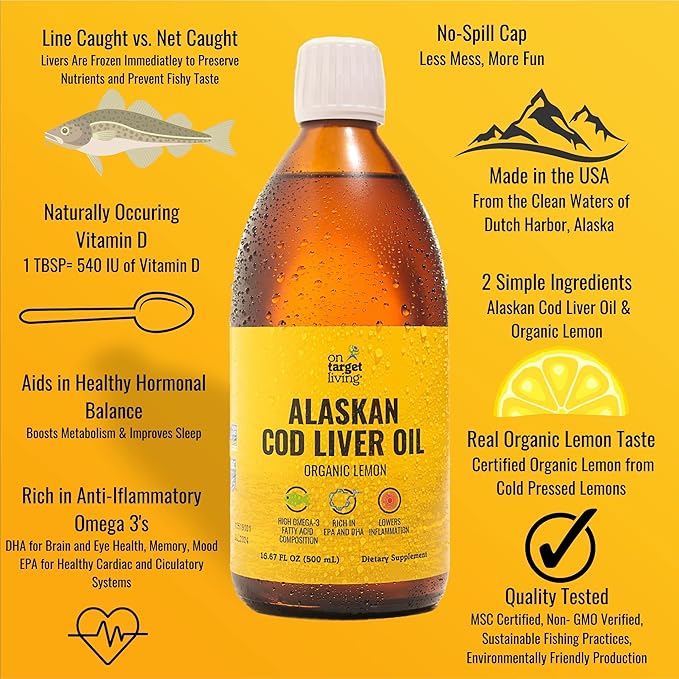 On Target Living Alaskan Cod Liver 16.67 oz 3 DHA/EPA